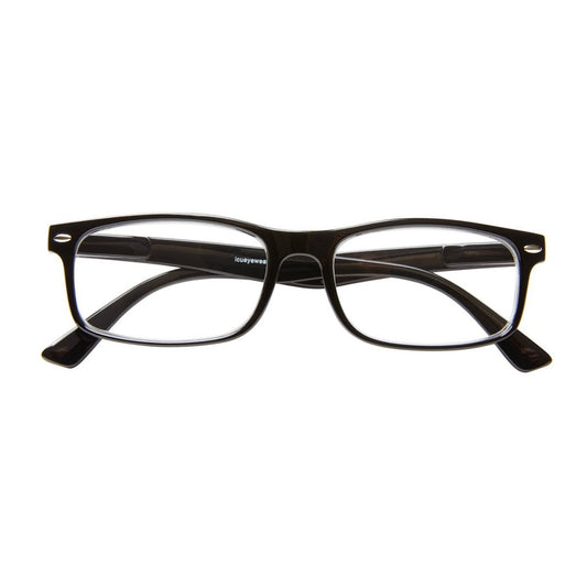 ICU Eyewear Emeryville Plastic Rectangle Shiny Reading Glasses with Metal Studs +1.25