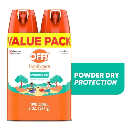 OFF! Family Care Smooth and Dry 15% Deet Insect Repellent I Aerosol Value Pack, 4 oz, 2 Count