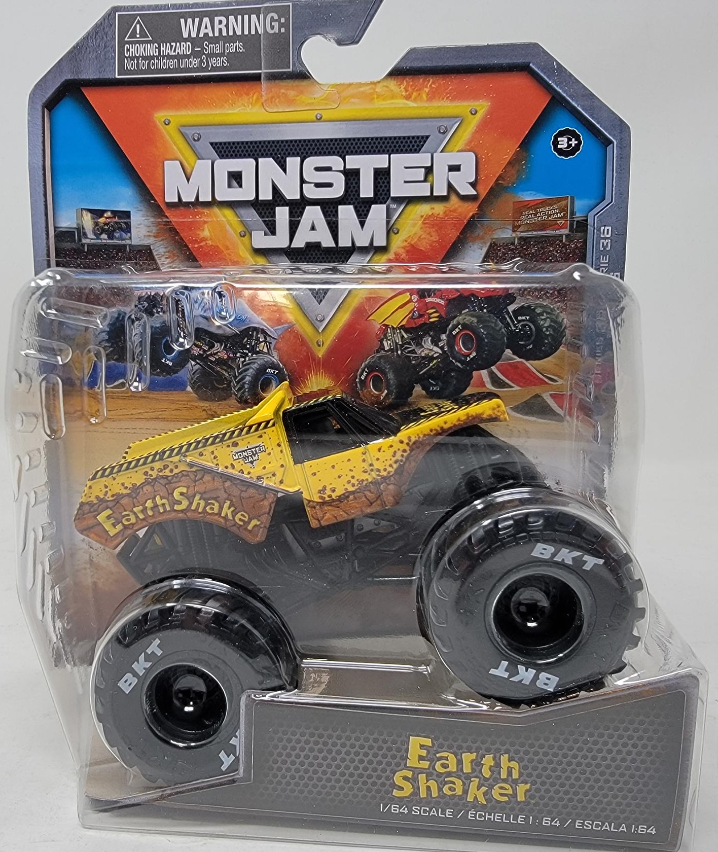 Monster Jam, Official Earth Shaker Monster Truck, Die-Cast Vehicle, 1:64 Scale, Kids Toys for Boys Ages 3 and up