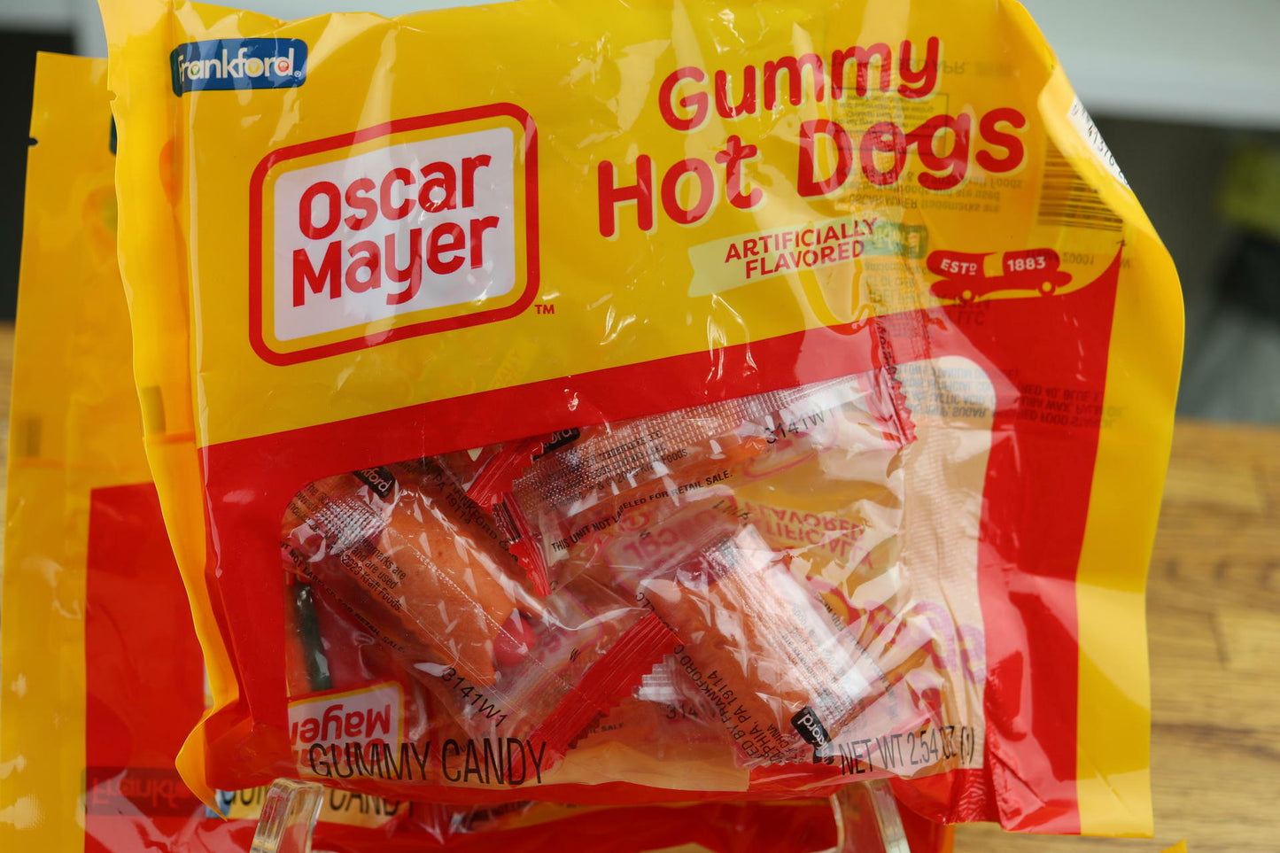 Lot of 4 Bags - NEW Oscar Mayer Gummy Gummies Hot Dog Laydown Bag - 2.54oz