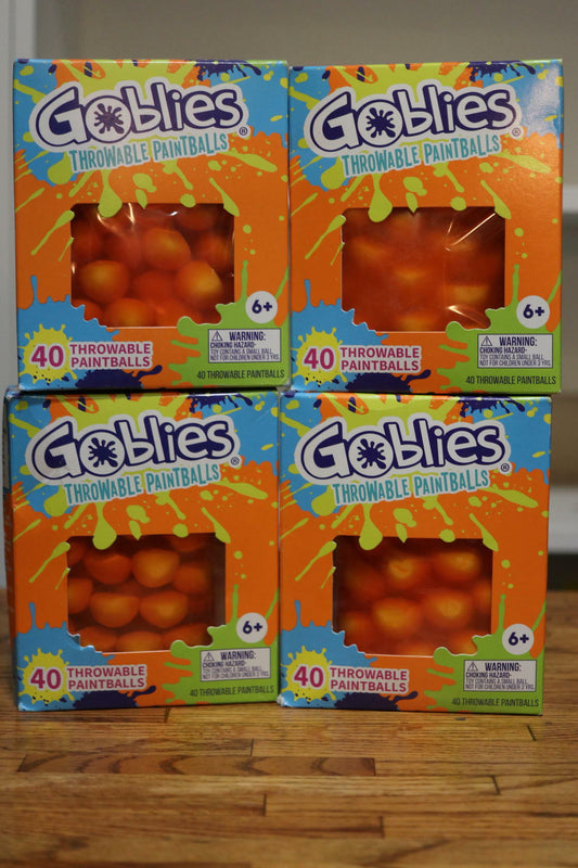 Goblies Throwable Paintballs Washable Bio-Based 40 Ct Per Box TOTAL 160 Orange