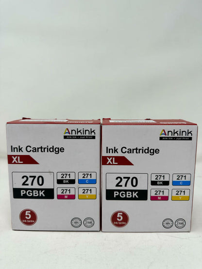 2 Pack Ankink Ink Cartridge Xl 270 PGBK And 271 Bk, 271 C, 271 M, 271 Y