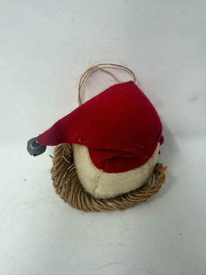 Vintage Santa Clause Head Ornament W/ Wire Glasses and Twine Hair