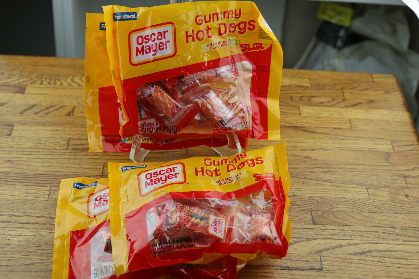 Lot of 4 Bags - NEW Oscar Mayer Gummy Gummies Hot Dog Laydown Bag - 2.54oz