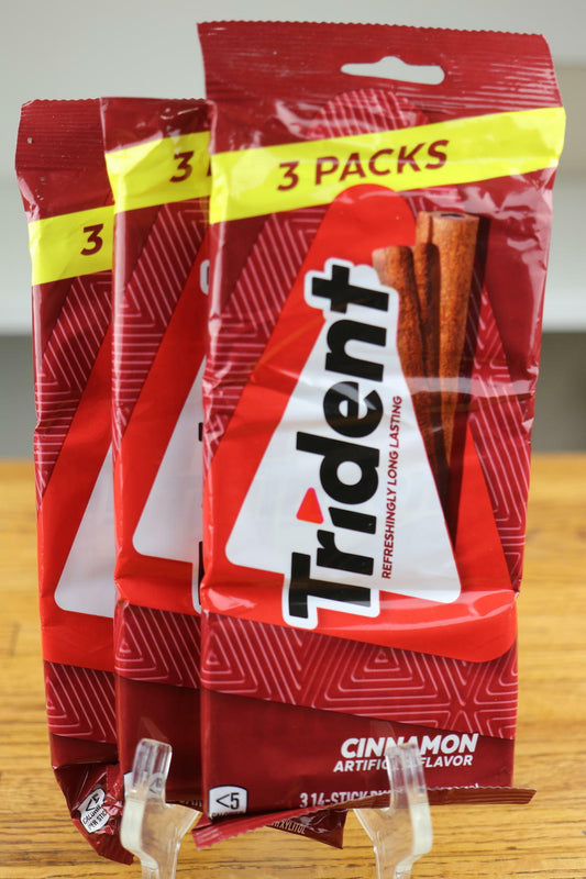 Lot of 3 - Trident Gum Cinnamon Sugar Free 3-14 stick packs exp 09/2023