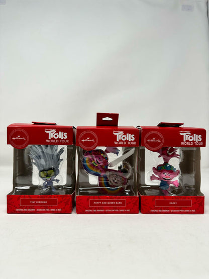 3 pack Trolls (world Tour) Christmas Ornaments