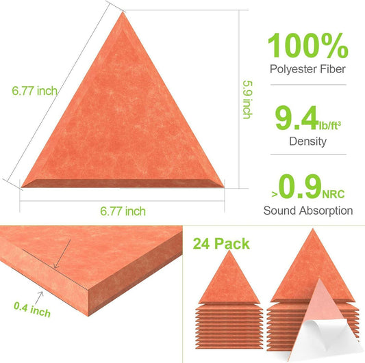 48 Pack Acoustic Soundproofing Wall Panels, High Density Beveled Sound Absorbing