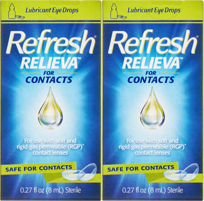 Refresh RELIEVA FOR CONTACTS Lubricant Eye Drops, .27 fl oz (8 mL) - 2 Pack