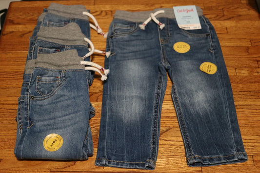 Toddler Boys' 4pk Solid Pull Over Pants - Cat & Jack Medium Wash 18M 3 Pants NEW