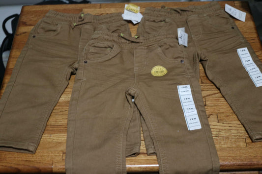 Toddler Boys' 3pk Solid Pull Over Pants - Cat & Jack Medium Wash 18M 3 Pants NEW
