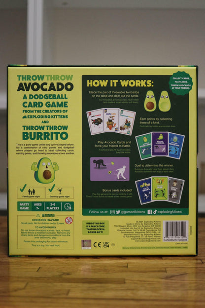 Exploding Kittens Presents Throw Avocado - Box is Opened, Contents Inside New