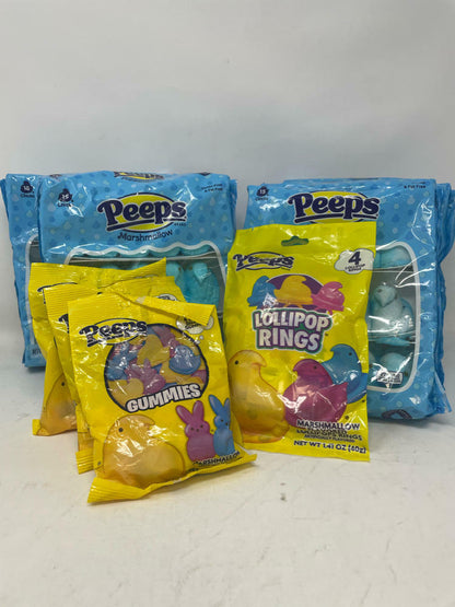 Bundle of Peeps-6 Packs of Blue Peeps, 3 Gummies Packs, 1 Lollipop Ring Pack