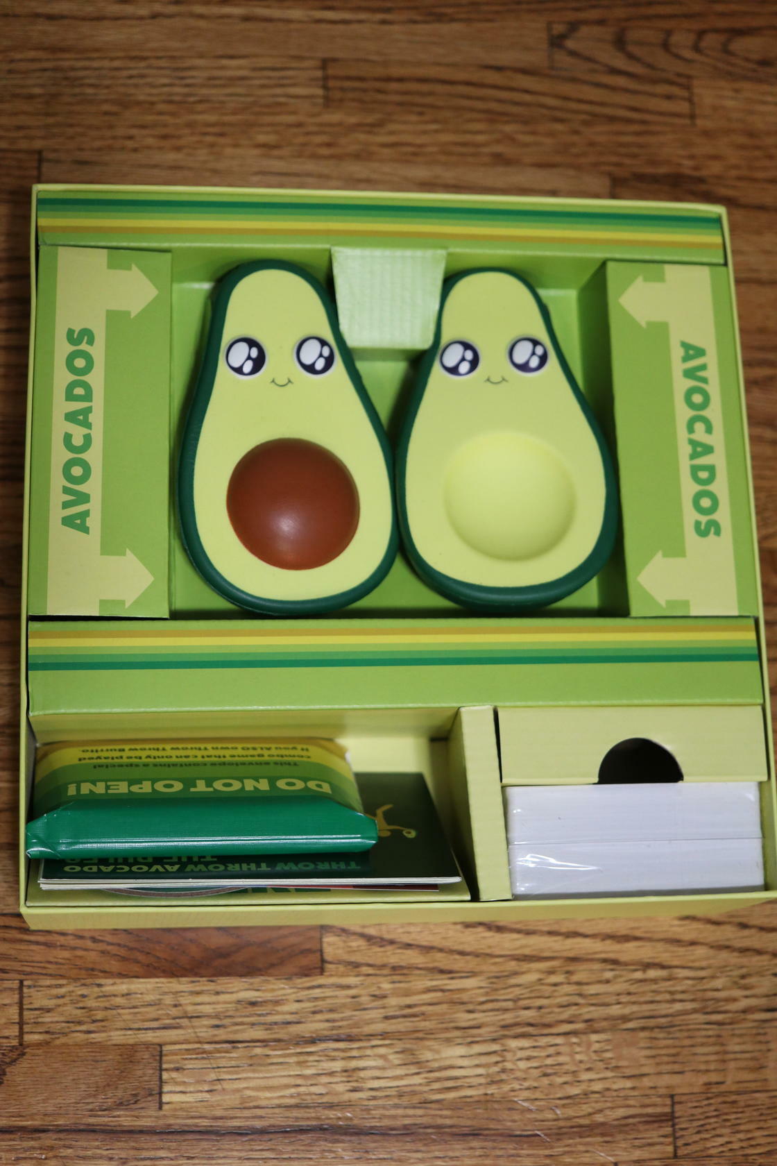 Exploding Kittens Presents Throw Avocado - Box is Opened, Contents Inside New