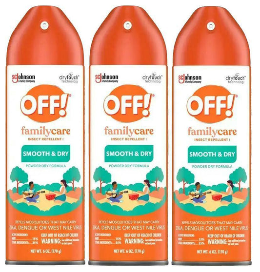 OFF! FamilyCare Insect Repellent I Smooth and Dry Aerosol Bug Spray 6 oz (3  Pack)