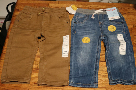 Toddler Boys' 2pk Solid Pants - Cat & Jack™ Medium Wash 18M