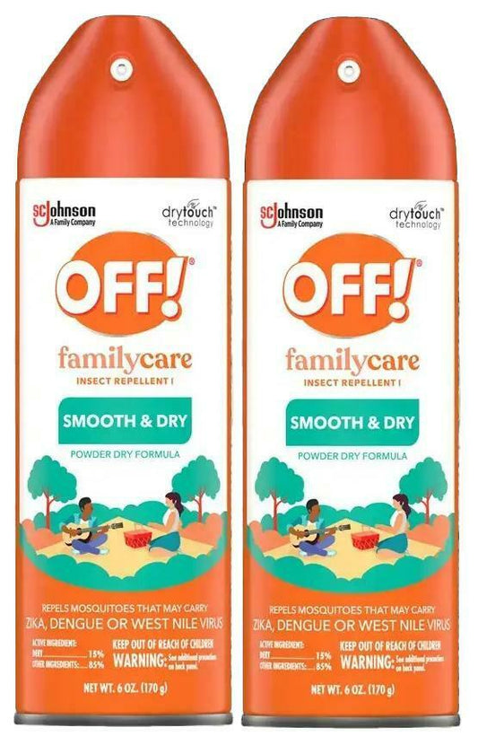 OFF! FamilyCare Insect Repellent I Smooth and Dry Aerosol Bug Spray 6 oz (2  Pack)