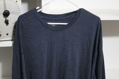 Men's Every Wear Big & Tall Crewneck Long Sleeve T-Shirt Heathered Navy Blue 4XL
