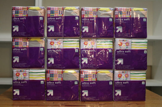 Facial Travel Tissue Pocket Packs - 12 Packs // Each pack has 4pk/10ct up & up
