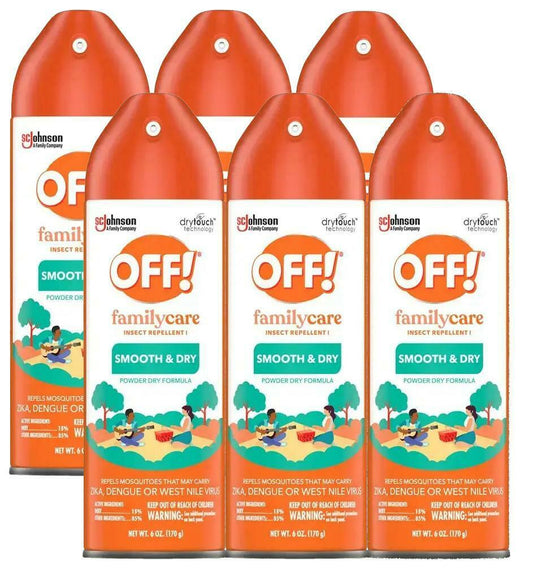 OFF! FamilyCare Insect Repellent I Smooth and Dry Aerosol Bug Spray 6 oz (6  Pack)
