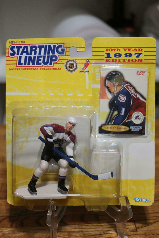 Vtg 1997 NIP Starting LineUp Figure & Card NHL Peter Forsberg Colorado Avalanche