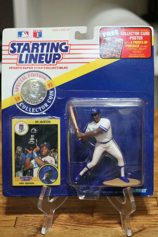 BO JACKSON 1991 Royals Starting Lineup SLU Figure Baseball w/coin & card